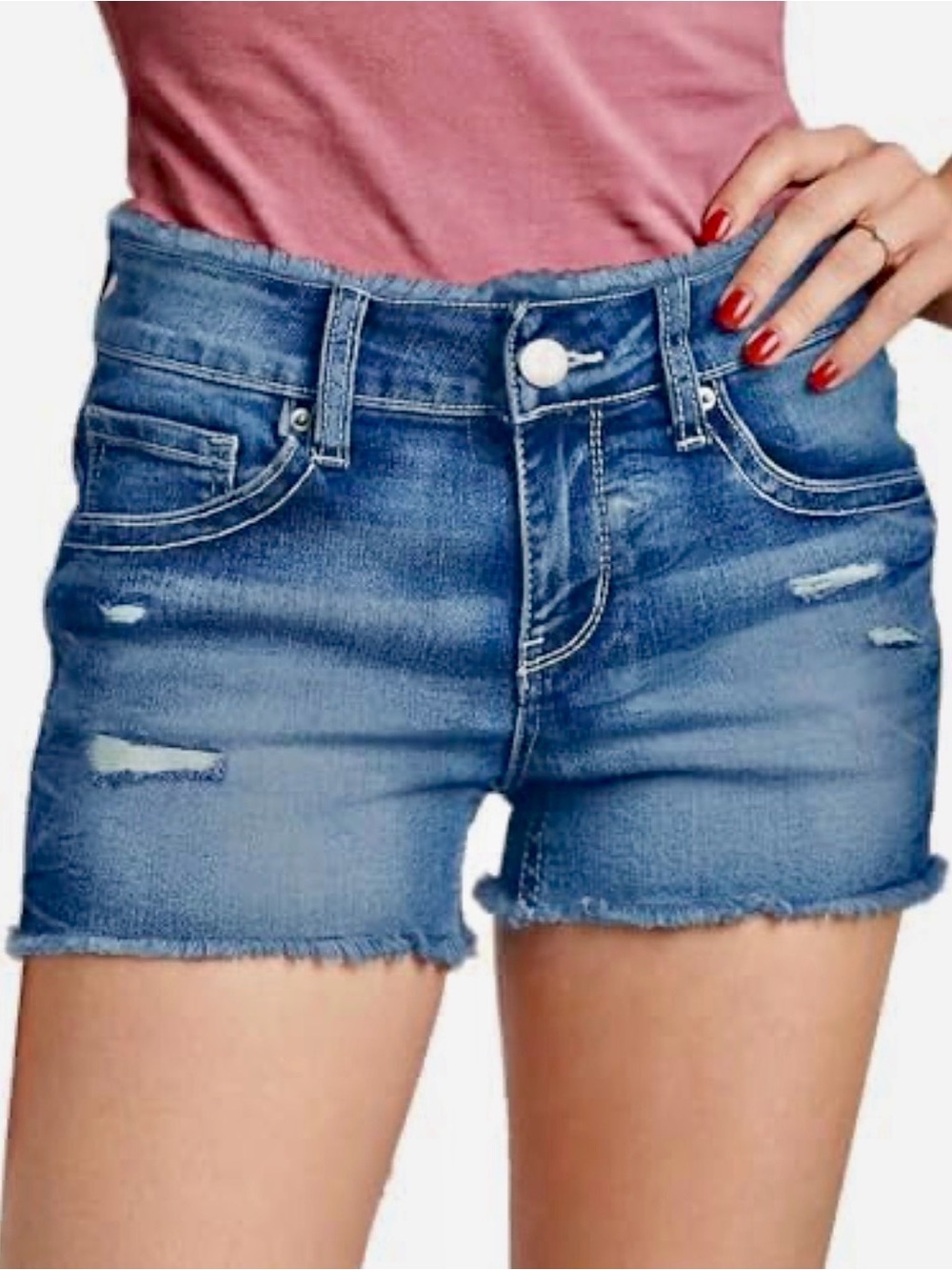 Flamingals NWT Denim Frayed Hem Women’s Shorts - Blue size Medium (could fit S)